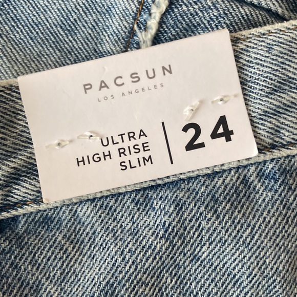 NWT Pacsun ultra high rise slim jeans dip tie size 24 - Picture 7 of 16